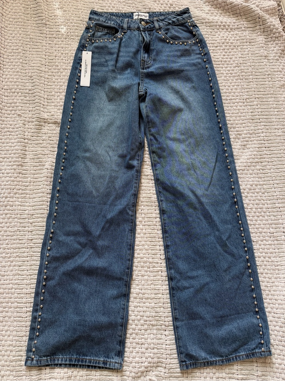 Princess Polly Saving Up Stud Detail Jeans – NWT – US 4